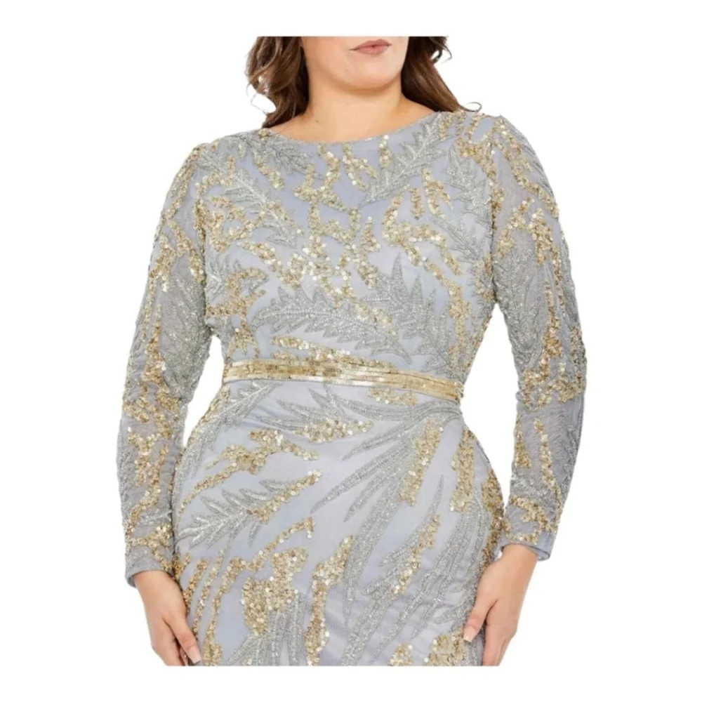 Mac Duggal Gown Size 22W Gray - Picture 2 of 9
